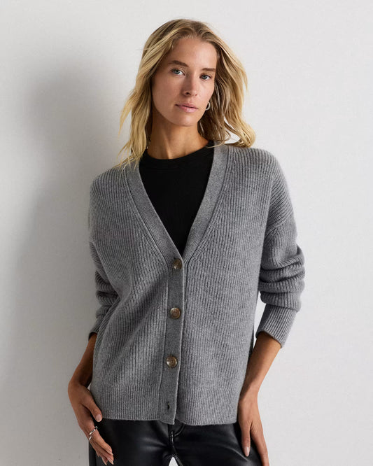 Mongolian Cashmere Fisherman Boxy Cropped Cardigan Sweater - US 8220