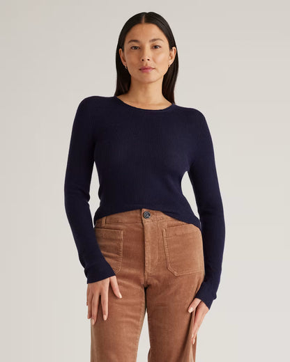 Featherweight Cashmere Ribbed Crewneck Sweater - US 4606