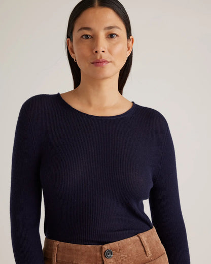 Featherweight Cashmere Ribbed Crewneck Sweater - US 4606
