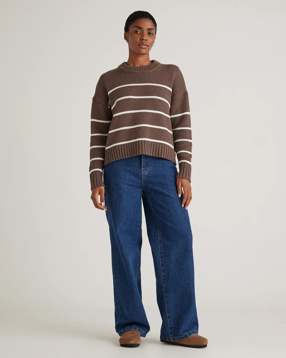 100% Organic Cotton Striped Crew Sweater - US 4600