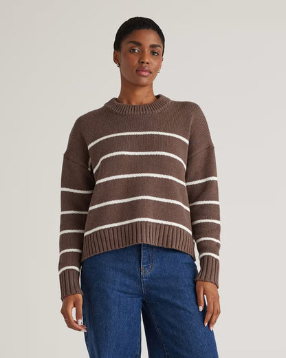 100% Organic Cotton Striped Crew Sweater - US 4600