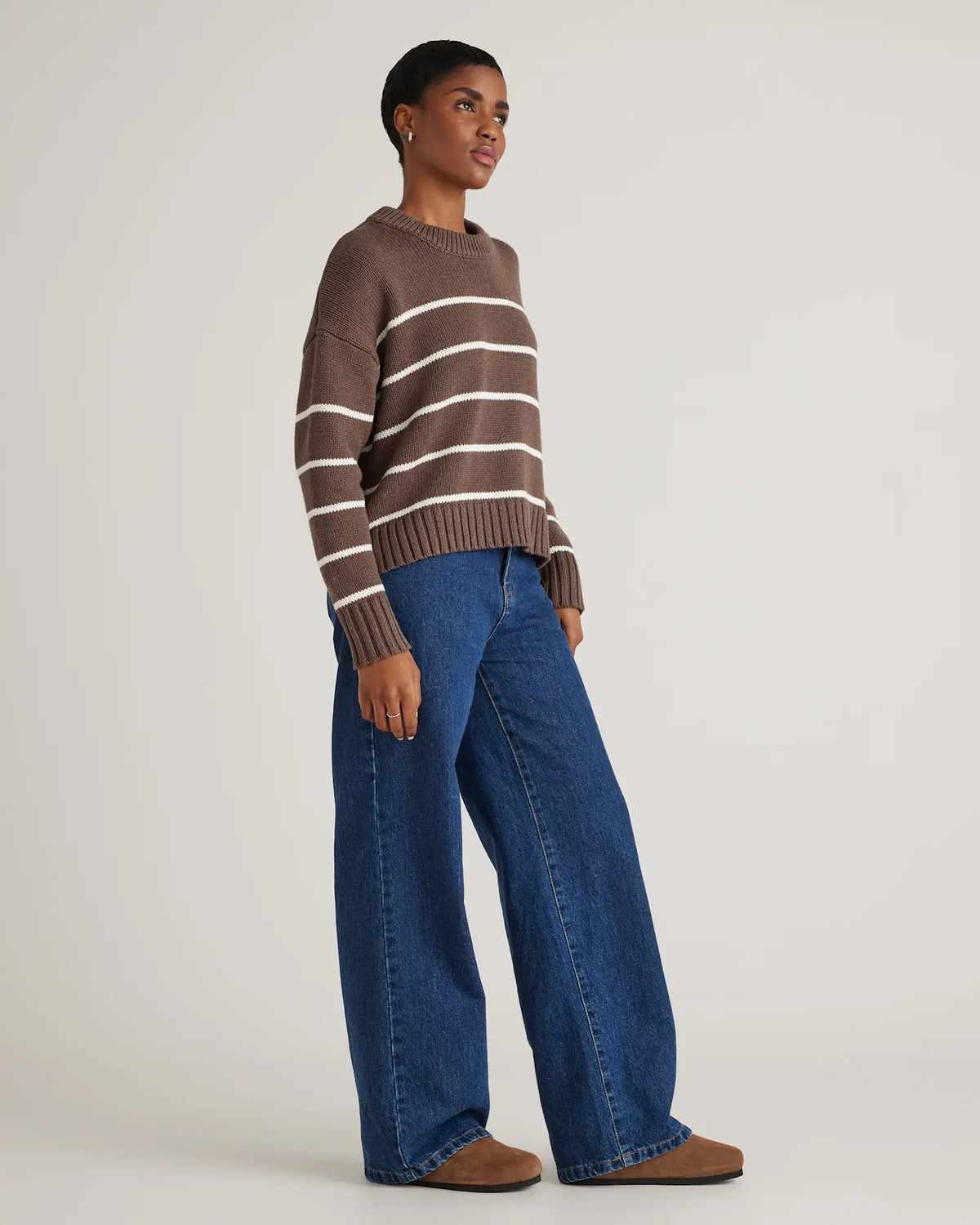 100% Organic Cotton Striped Crew Sweater - US 4600