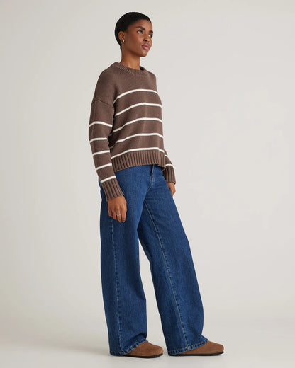 100% Organic Cotton Striped Crew Sweater - US 4600