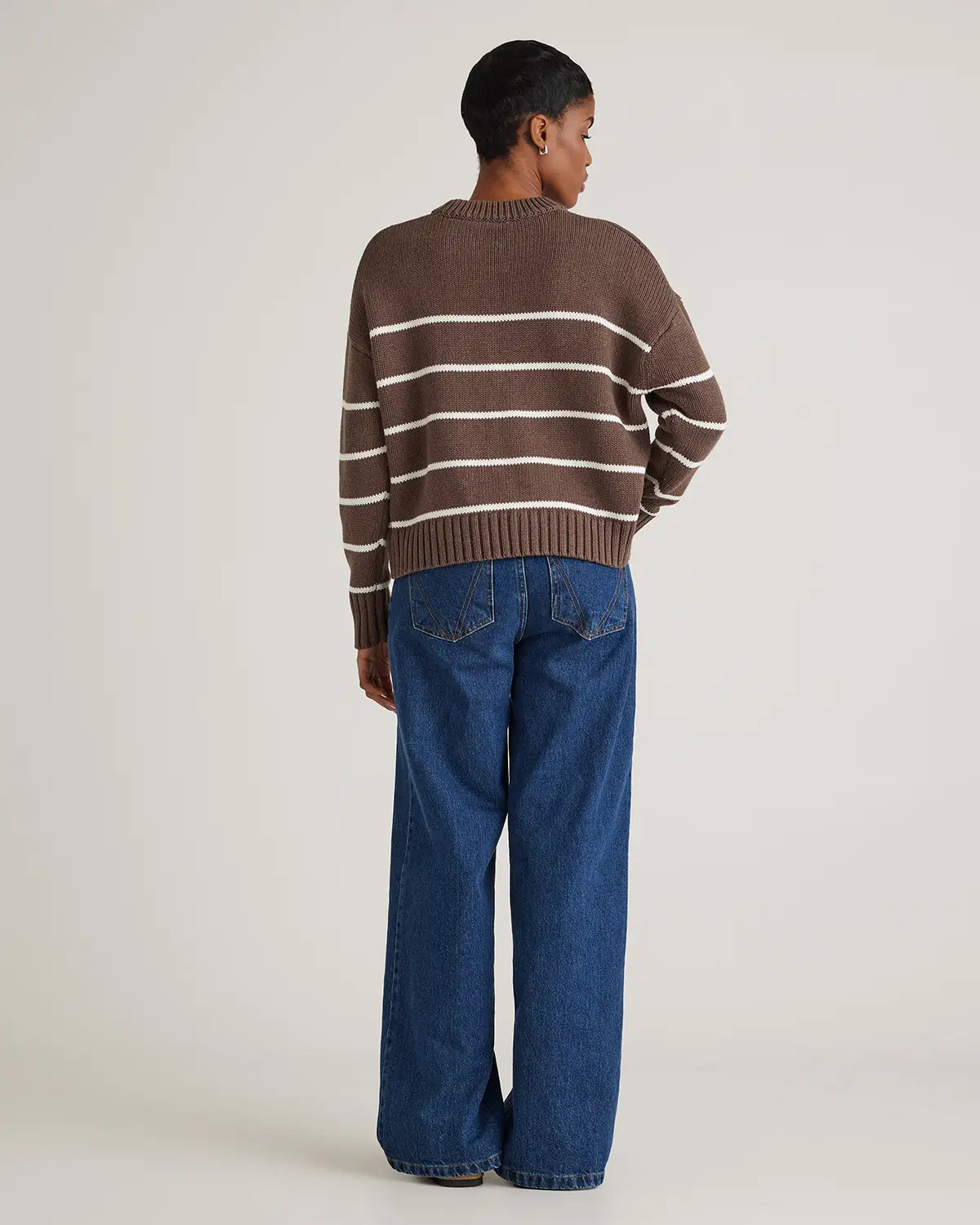 100% Organic Cotton Striped Crew Sweater - US 4600