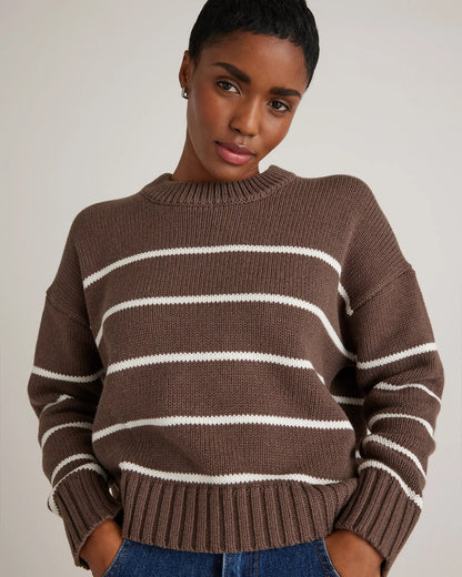 100% Organic Cotton Striped Crew Sweater - US 4600