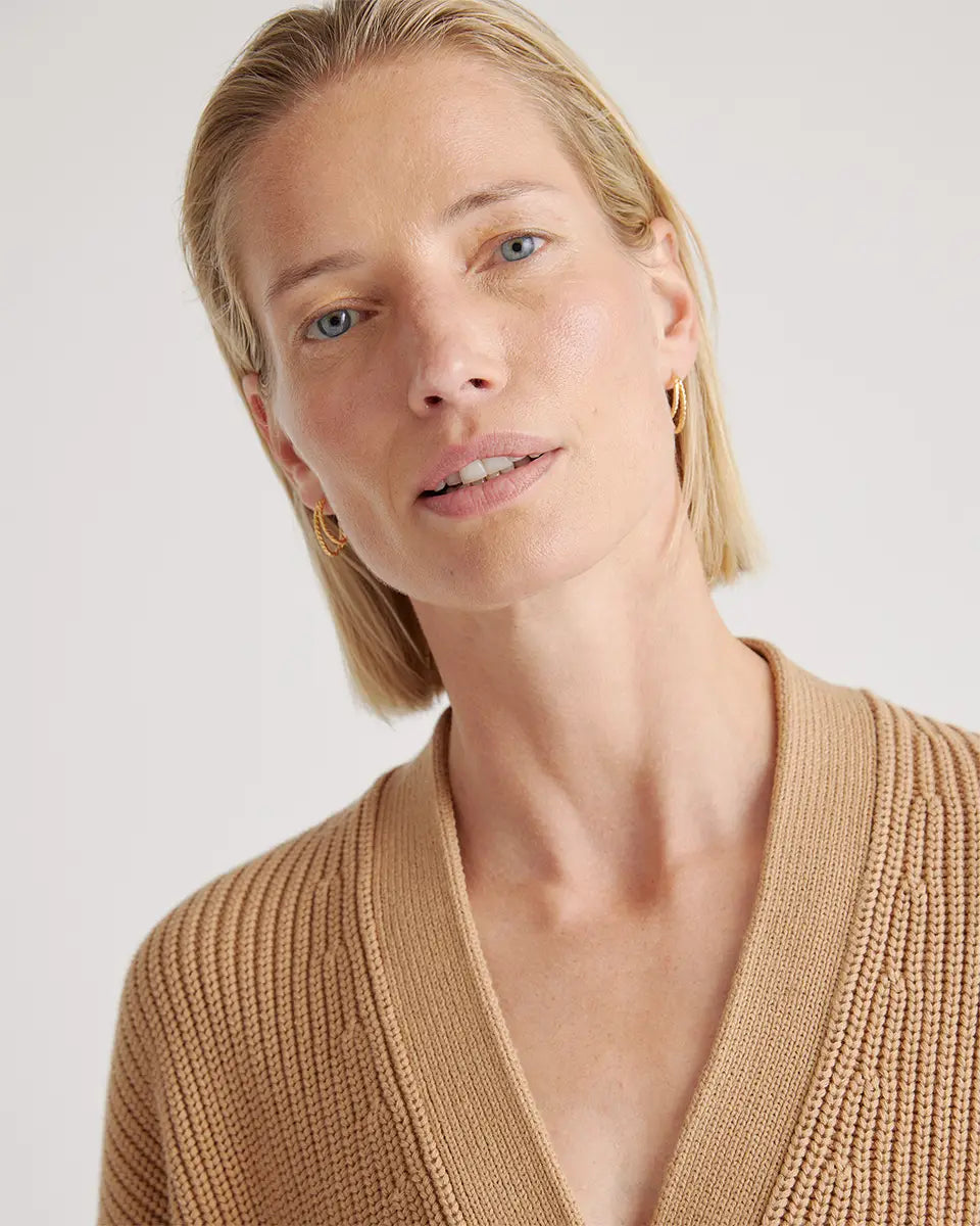 100% Organic Cotton Fisherman Boxy Cropped Cardigan - US 4835
