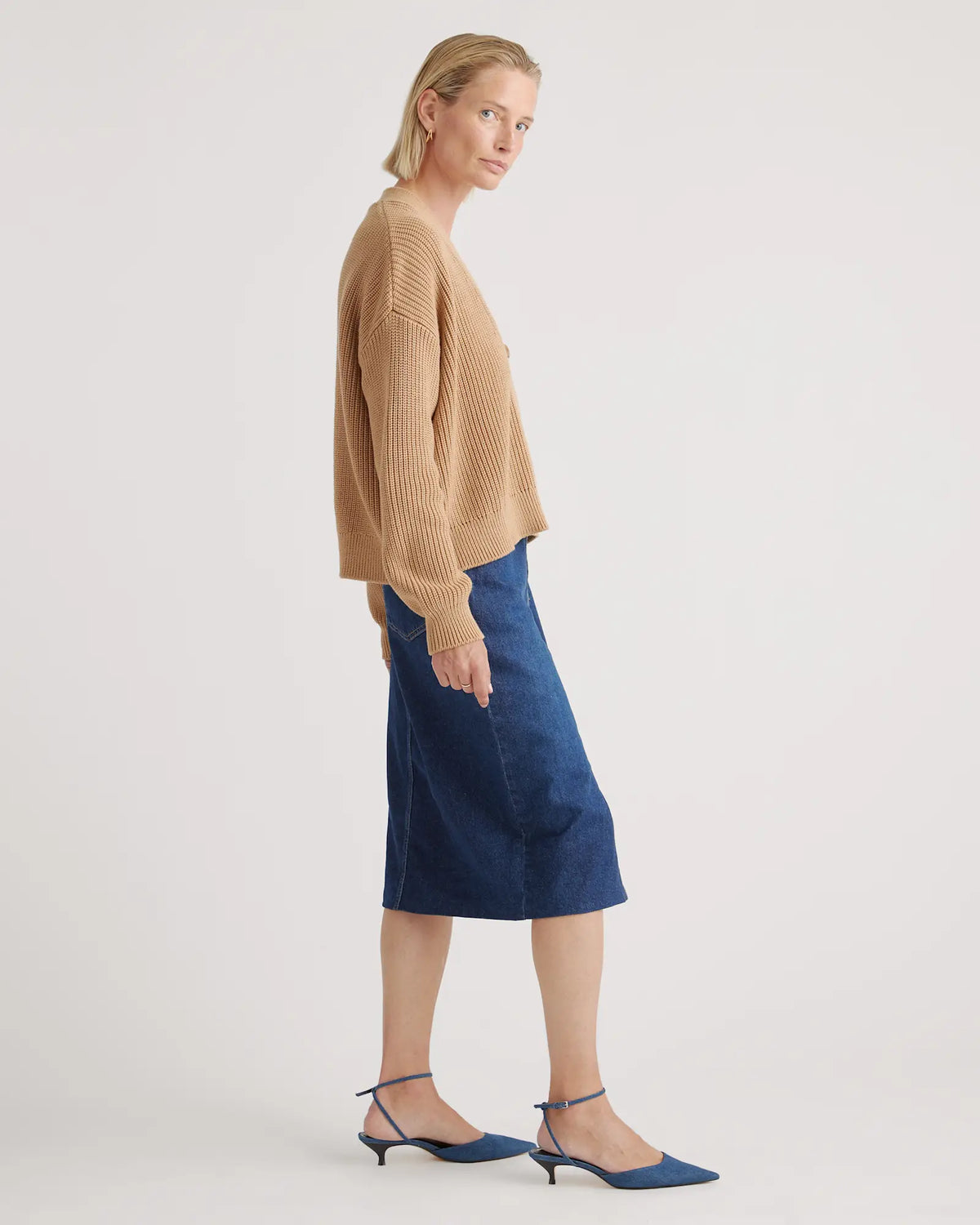100% Organic Cotton Fisherman Boxy Cropped Cardigan - US 4835