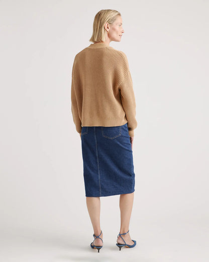 100% Organic Cotton Fisherman Boxy Cropped Cardigan - US 4835