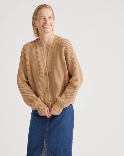 100% Organic Cotton Fisherman Boxy Cropped Cardigan - US 4835