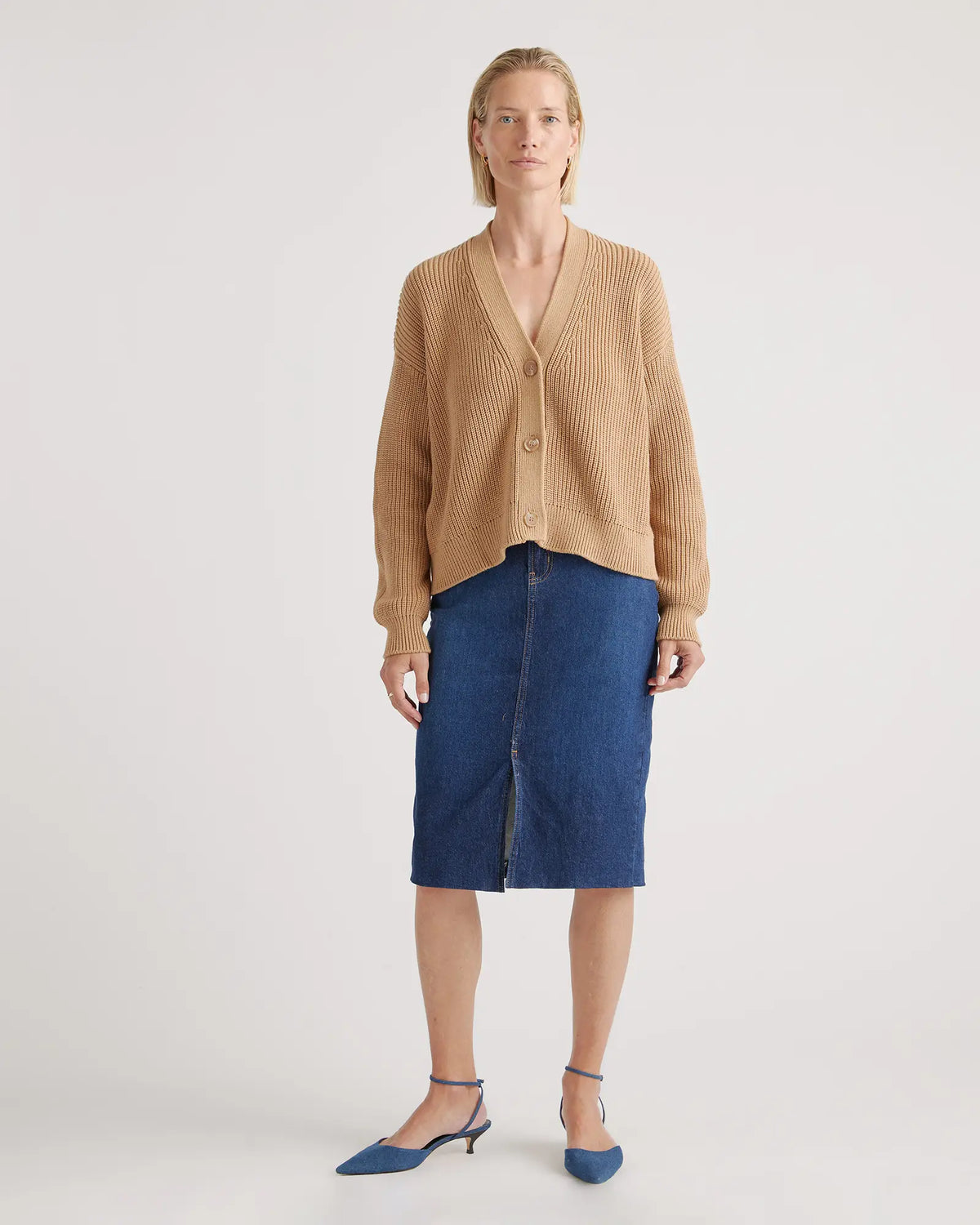 100% Organic Cotton Fisherman Boxy Cropped Cardigan - US 4835