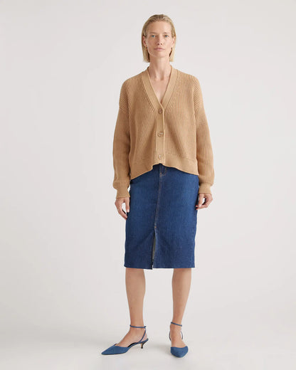100% Organic Cotton Fisherman Boxy Cropped Cardigan - US 4835
