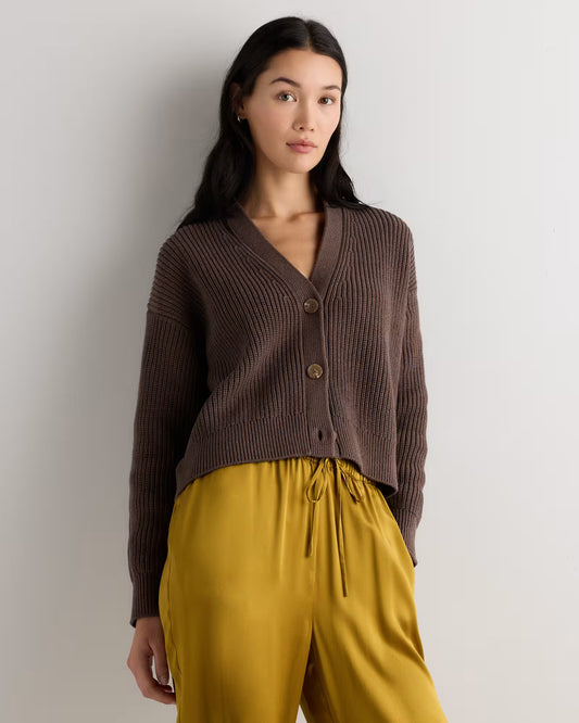 100% Organic Cotton Fisherman Boxy Cropped Cardigan - US 9745