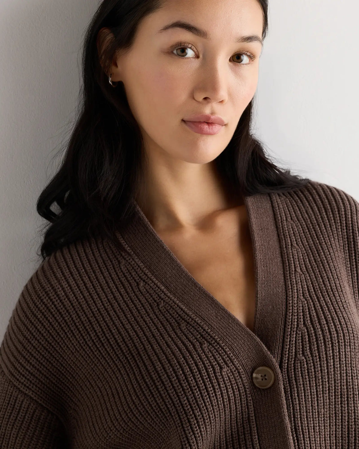 100% Organic Cotton Fisherman Boxy Cropped Cardigan - US 9745