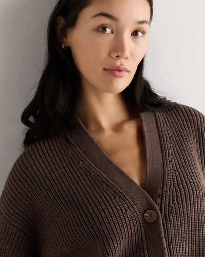 100% Organic Cotton Fisherman Boxy Cropped Cardigan - US 9745