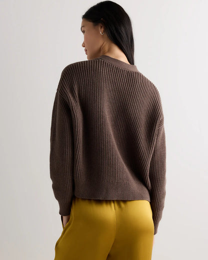 100% Organic Cotton Fisherman Boxy Cropped Cardigan - US 9745