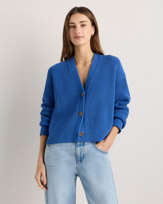 100% Organic Cotton Fisherman Boxy Cropped Cardigan - US 2388