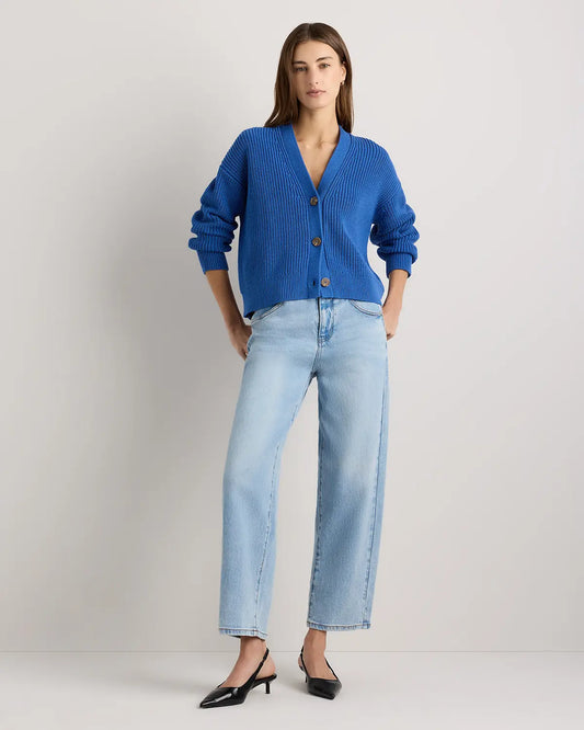 100% Organic Cotton Fisherman Boxy Cropped Cardigan - US 2388