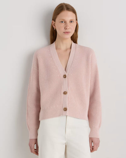 100% Organic Cotton Fisherman Boxy Cropped Cardigan - US 0232