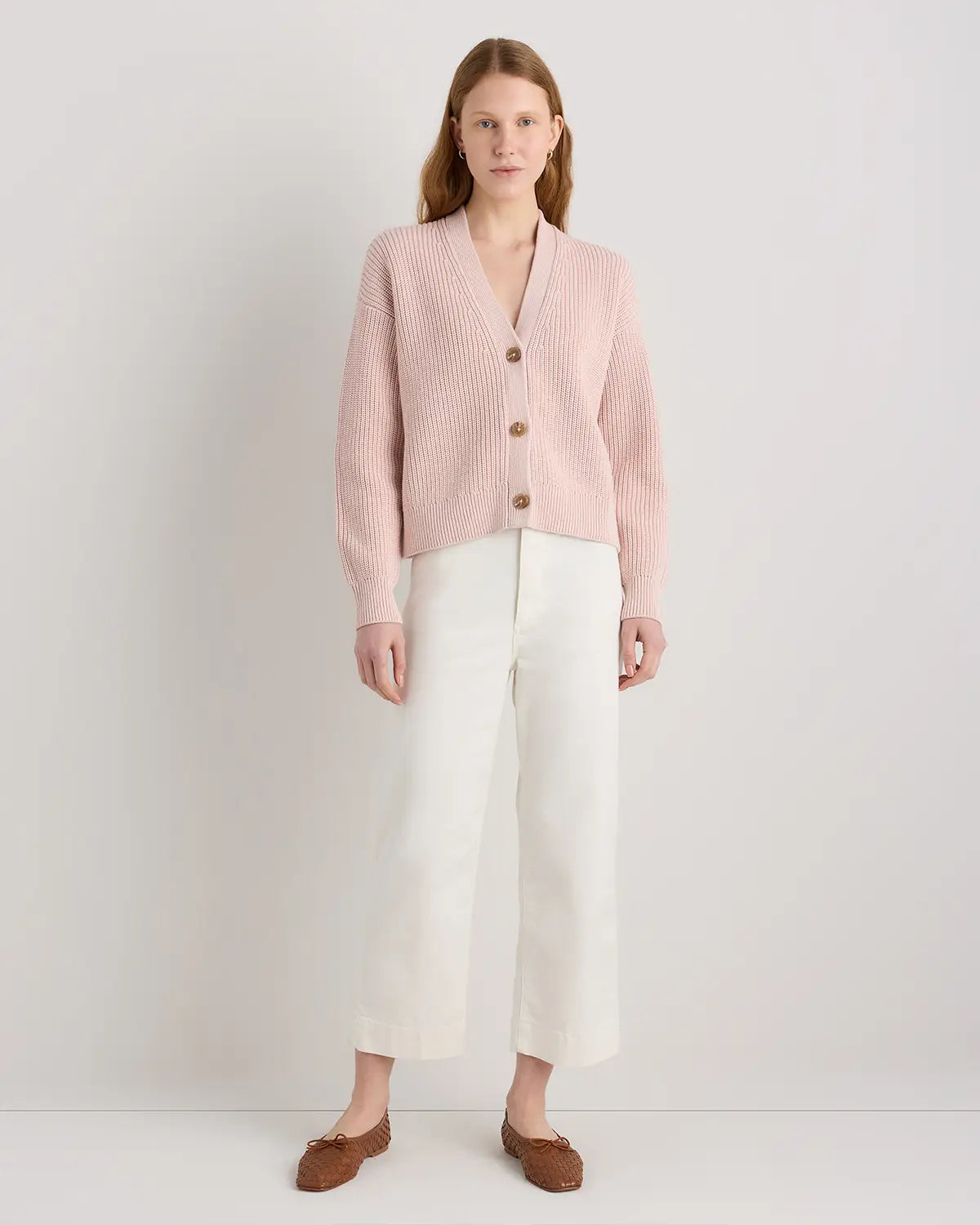 100% Organic Cotton Fisherman Boxy Cropped Cardigan - US 0232