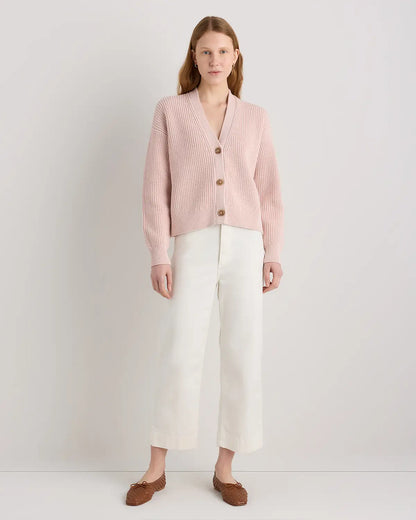100% Organic Cotton Fisherman Boxy Cropped Cardigan - US 0232