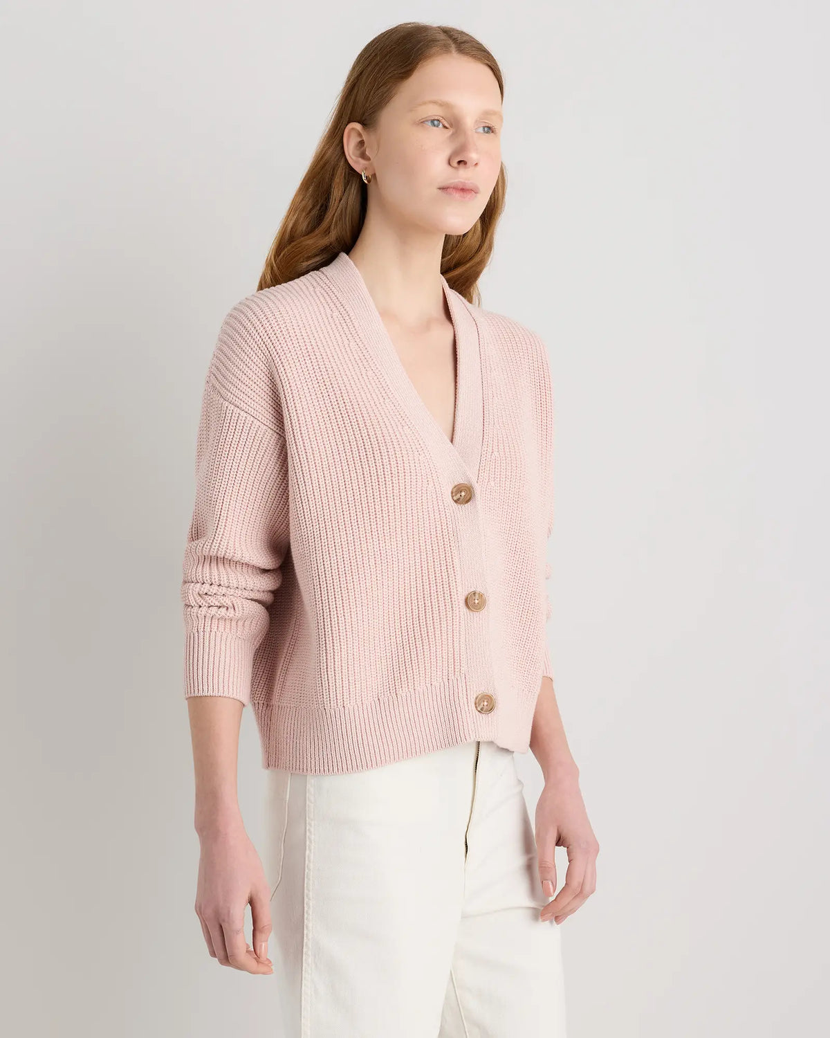 100% Organic Cotton Fisherman Boxy Cropped Cardigan - US 0232