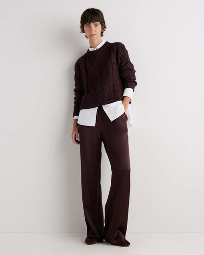 100% Organic Cotton Cropped Cable Crew Sweater - US 7719