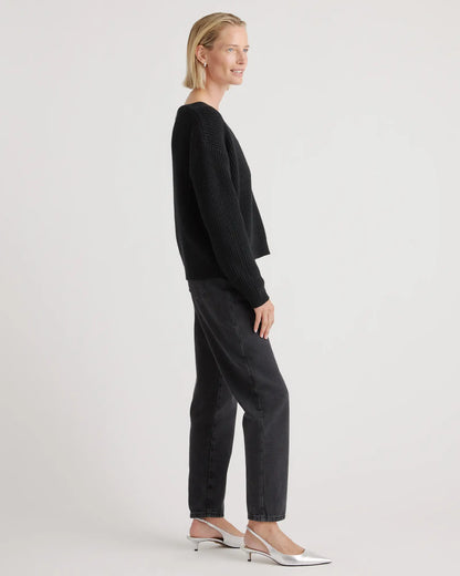 100% Organic Cotton Fisherman V-Neck Sweater - US 8413