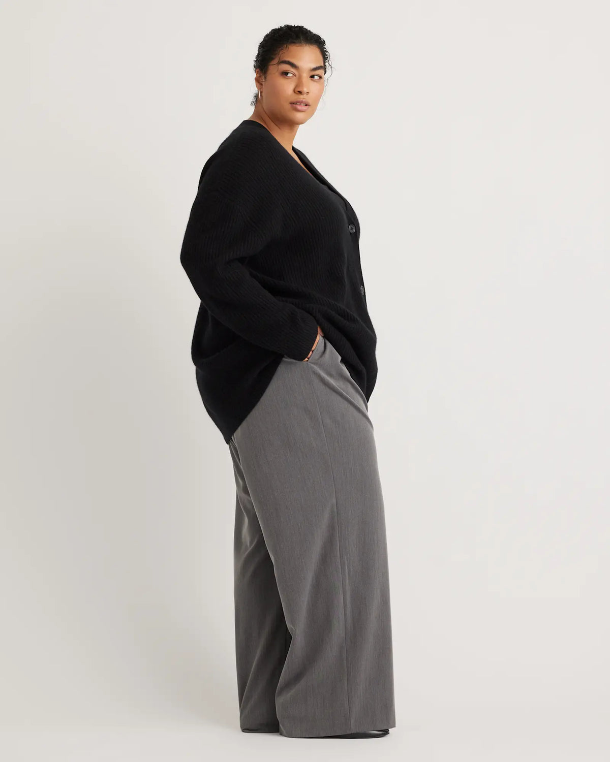 Mongolian Cashmere Oversized Boyfriend Cardigan Sweater - US 7199