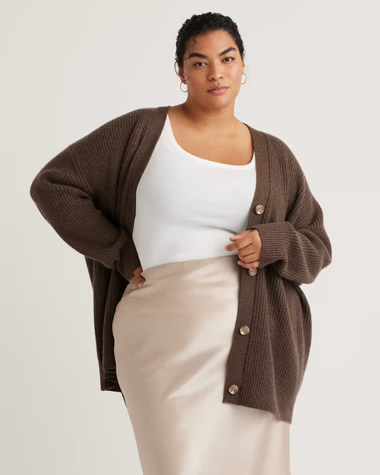 Mongolian Cashmere Oversized Boyfriend Cardigan Sweater - US 5209