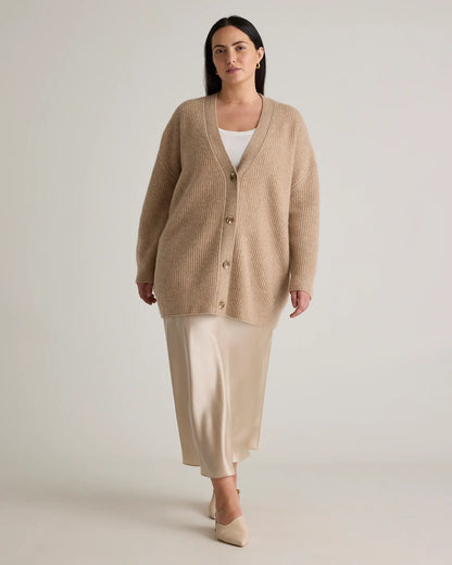 Mongolian Cashmere Oversized Boyfriend Cardigan Sweater - US 6362