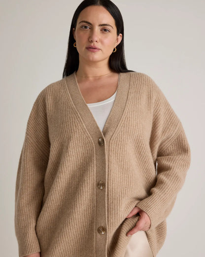 Mongolian Cashmere Oversized Boyfriend Cardigan Sweater - US 6362