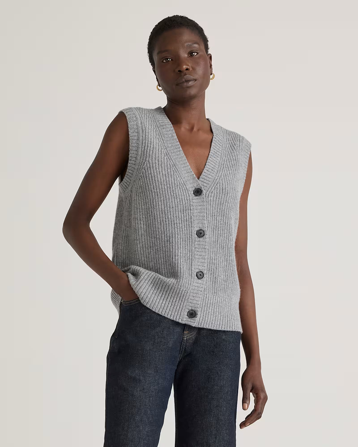 Mongolian Cashmere Fisherman Sweater Vest - US 4086