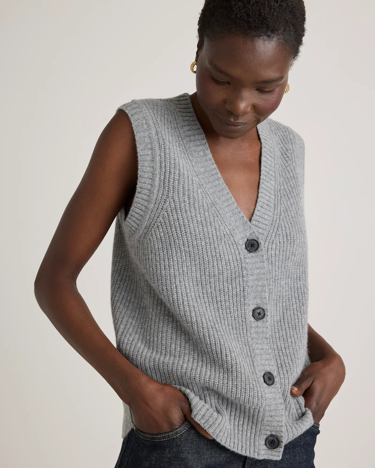 Mongolian Cashmere Fisherman Sweater Vest - US 4086