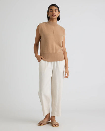Mongolian Cashmere Padded-Shoulder Sweater Tank - US 2482