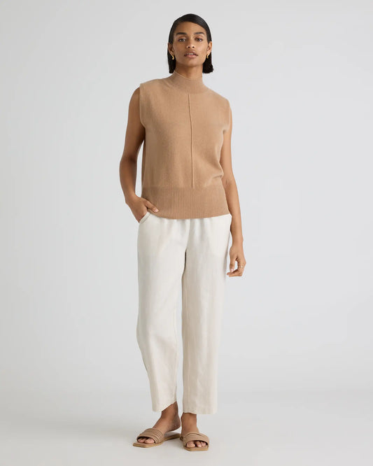 Mongolian Cashmere Padded-Shoulder Sweater Tank - US 2482