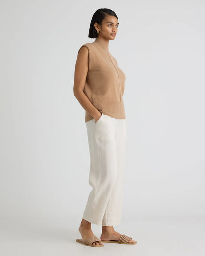 Mongolian Cashmere Padded-Shoulder Sweater Tank - US 2482
