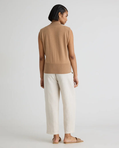 Mongolian Cashmere Padded-Shoulder Sweater Tank - US 2482