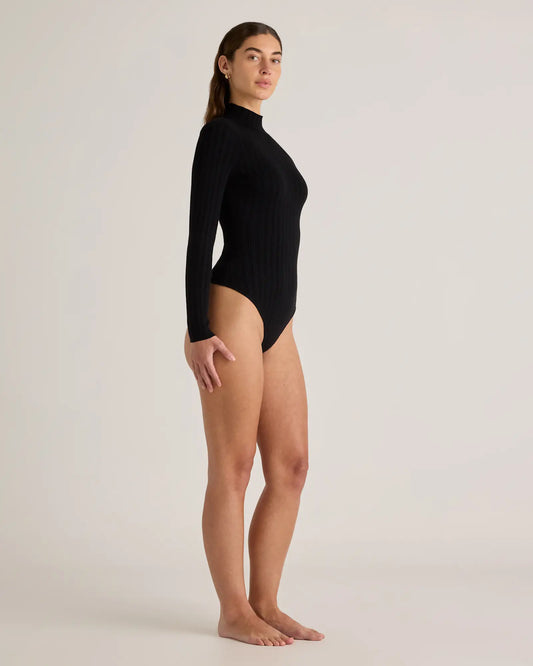 Cotton Cashmere Ribbed Turtleneck Bodysuit - US 2930