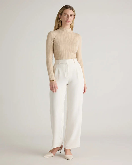 Cotton Cashmere Ribbed Turtleneck Bodysuit - US 6785