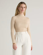 Cotton Cashmere Ribbed Turtleneck Bodysuit - US 6785