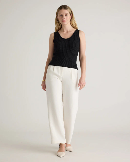 100% Organic Cotton Waffle Cropped Sweater Tank - US 4631