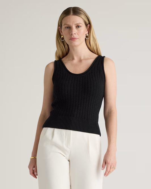 100% Organic Cotton Waffle Cropped Sweater Tank - US 4631
