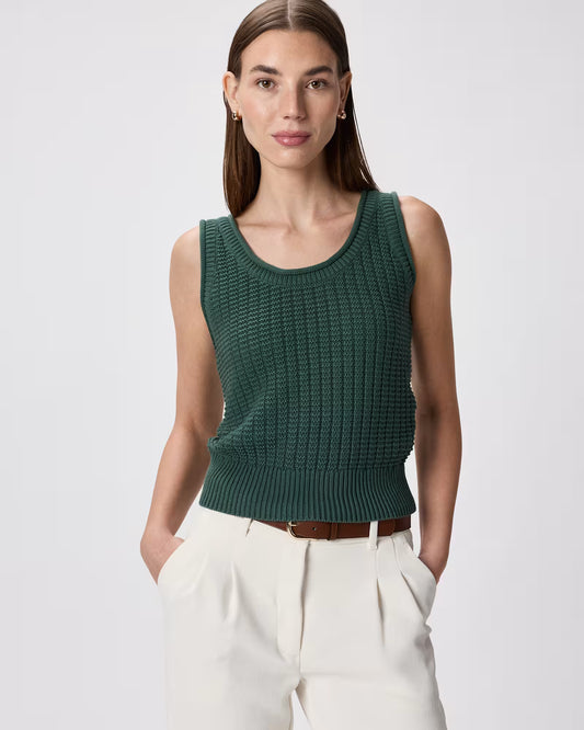 100% Organic Cotton Waffle Cropped Sweater Tank - US 1640