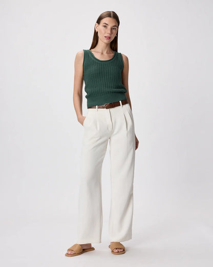 100% Organic Cotton Waffle Cropped Sweater Tank - US 1640