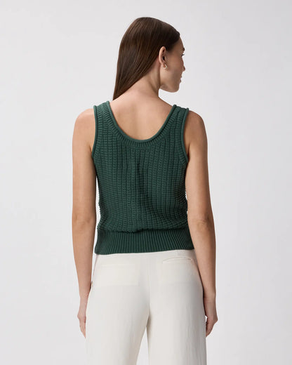 100% Organic Cotton Waffle Cropped Sweater Tank - US 1640