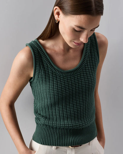 100% Organic Cotton Waffle Cropped Sweater Tank - US 1640