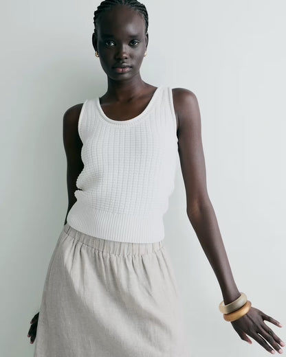 100% Organic Cotton Waffle Cropped Sweater Tank - US 3079