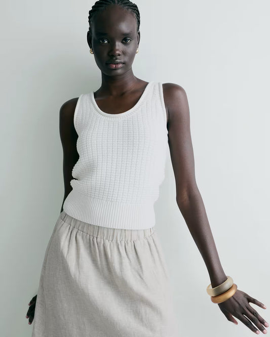 100% Organic Cotton Waffle Cropped Sweater Tank - US 3079