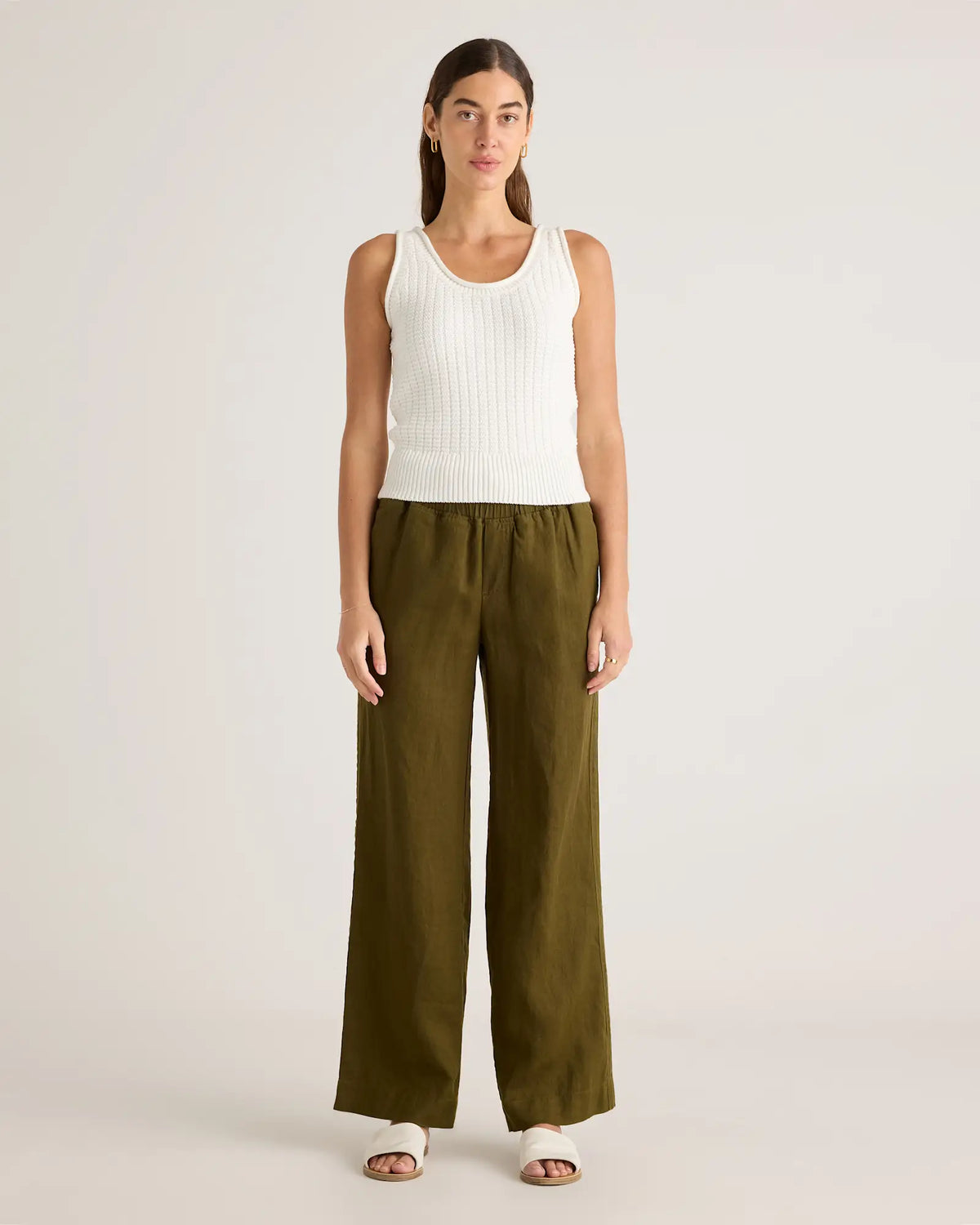 100% Organic Cotton Waffle Cropped Sweater Tank - US 3079