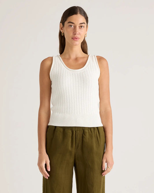 100% Organic Cotton Waffle Cropped Sweater Tank - US 3079